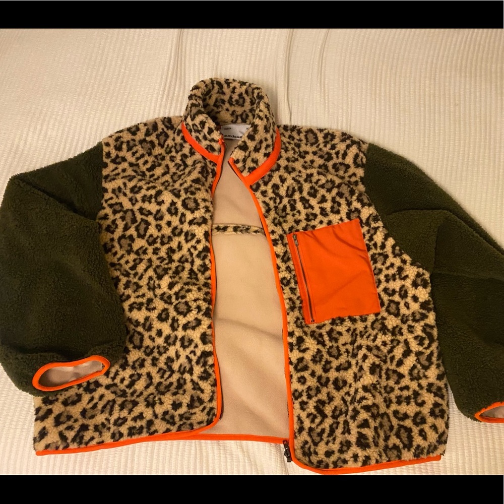 Sundae School Tiger Mom Leopard Fleece Zip Up, Medium